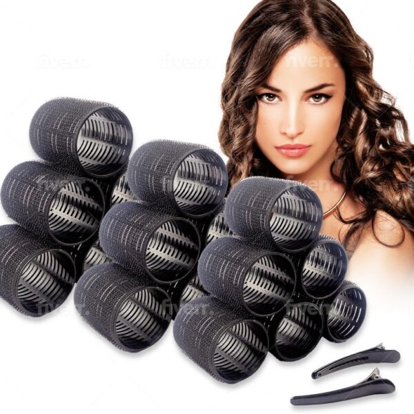 MIRZIANS 6PCS Heatless Hair Rollers with 6 Clips- Self Holding Velcro Curlers for Long Hairs-Gripping Sticky Hair Curler- No Heat Rollers for Hair Curls-Salon Hairdressing Curling Tool-Black Rollers - Image 5